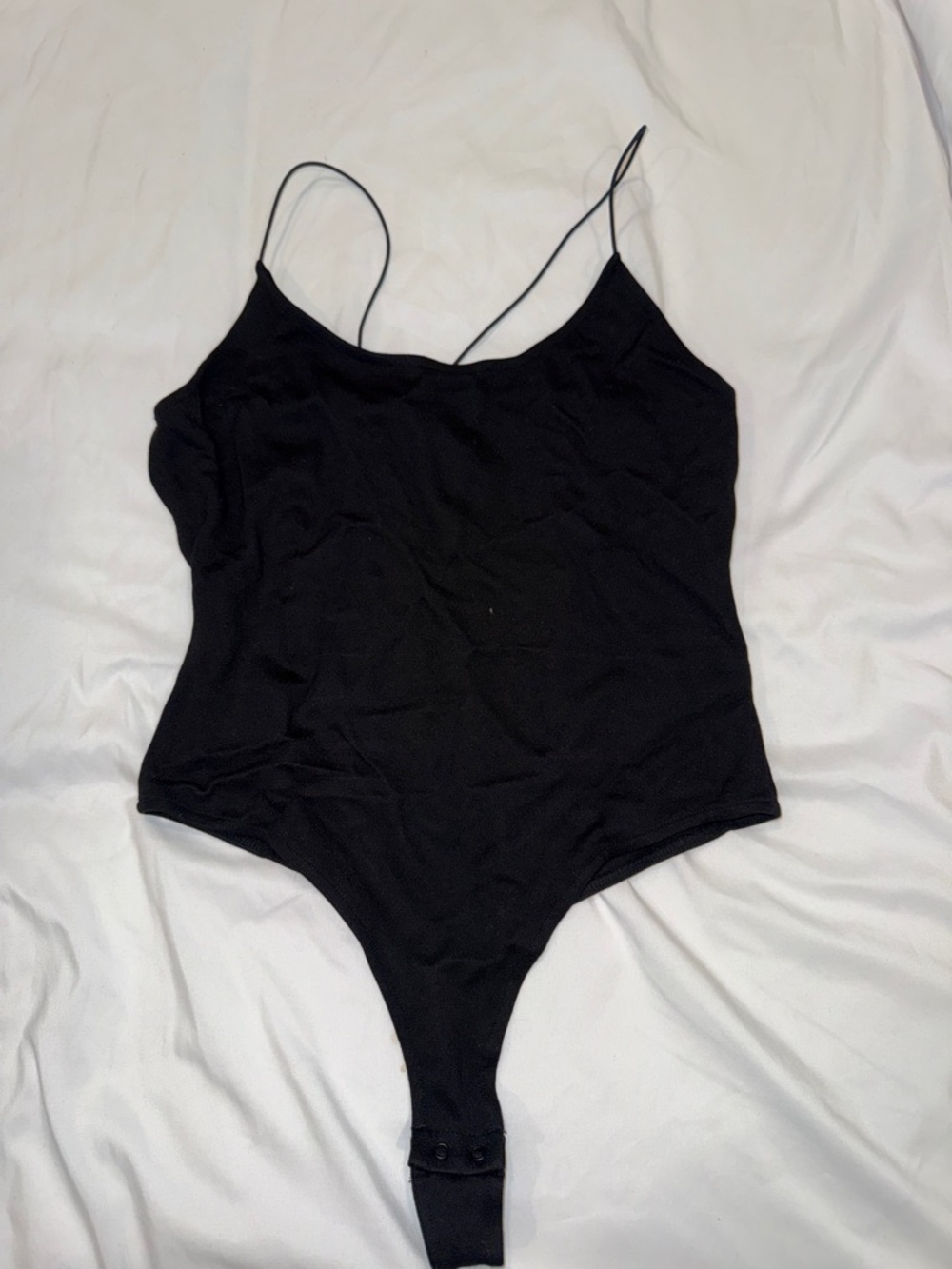 Black Sleeveless Spaghetti-Strap Bodysuit